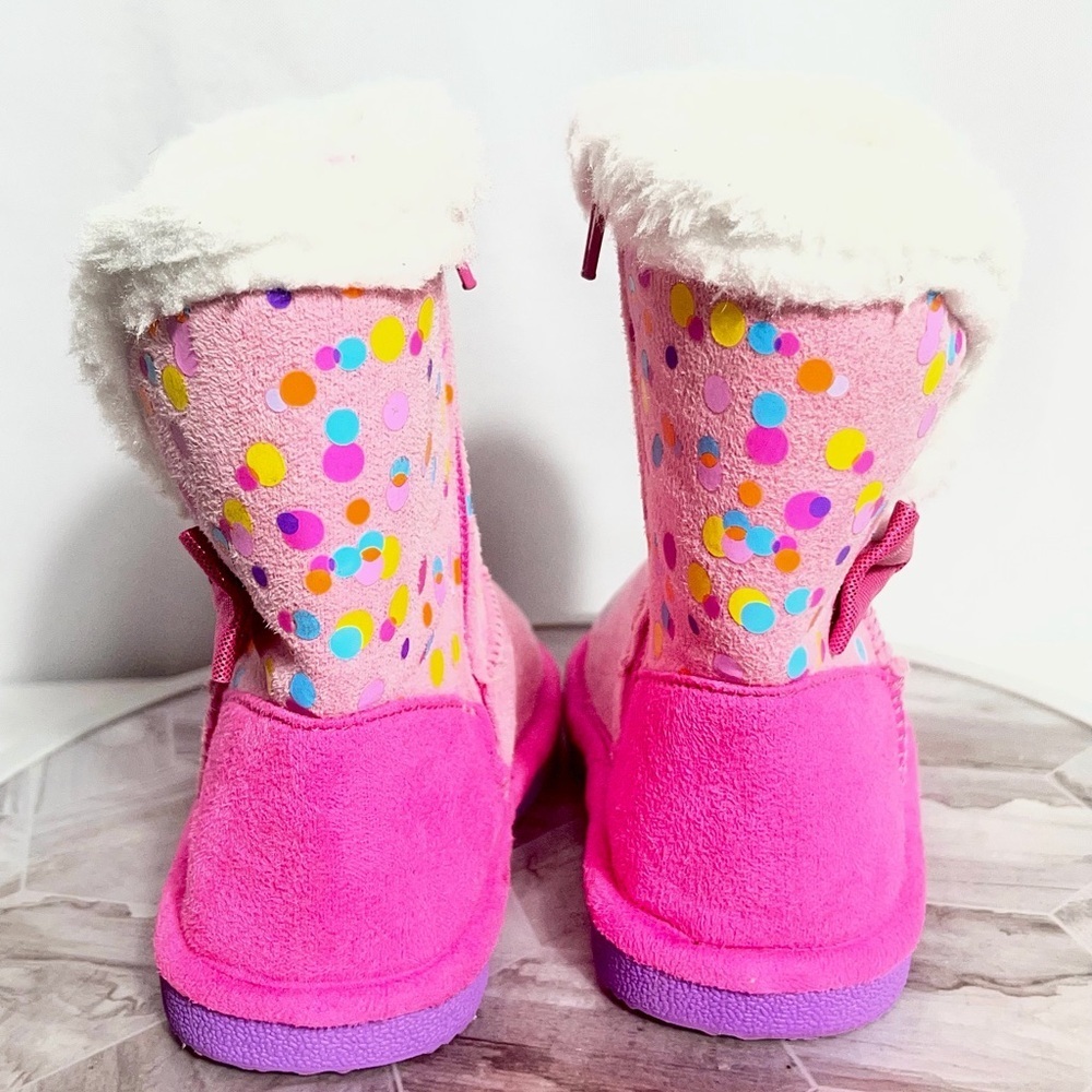 Disney Minnie Mouse Cozy Boots Pink Girls Size 9 Fleece Lined Winter - Picture 3 of 6